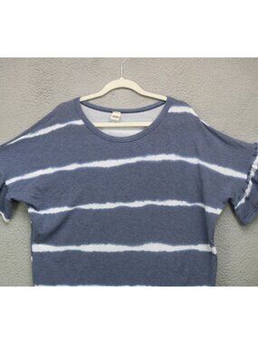 7th Ray Ruffle Short Sleeve Striped Top-Size Large-Very Soft-Preppy-Oversized